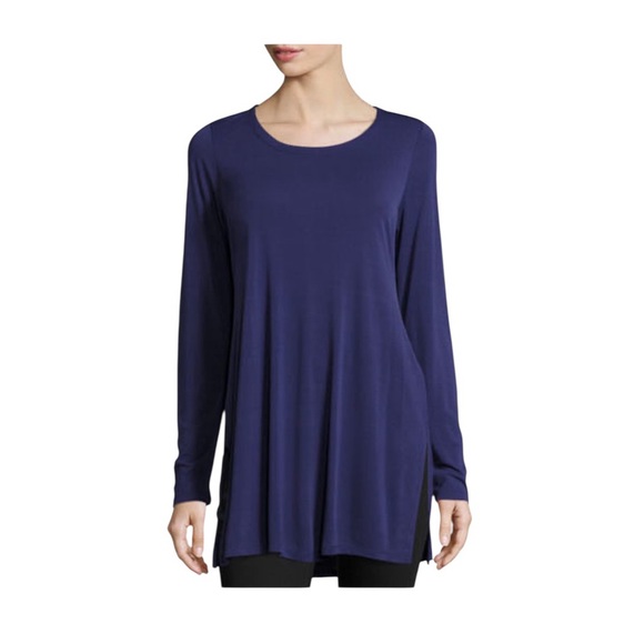 Eileen Fisher Tops - 💙 𝐄𝐈𝐋𝐄𝐄𝐍 𝐅𝐈𝐒𝐇𝐄𝐑 Navy Silk Long Sleeve Tunic Top | 2X